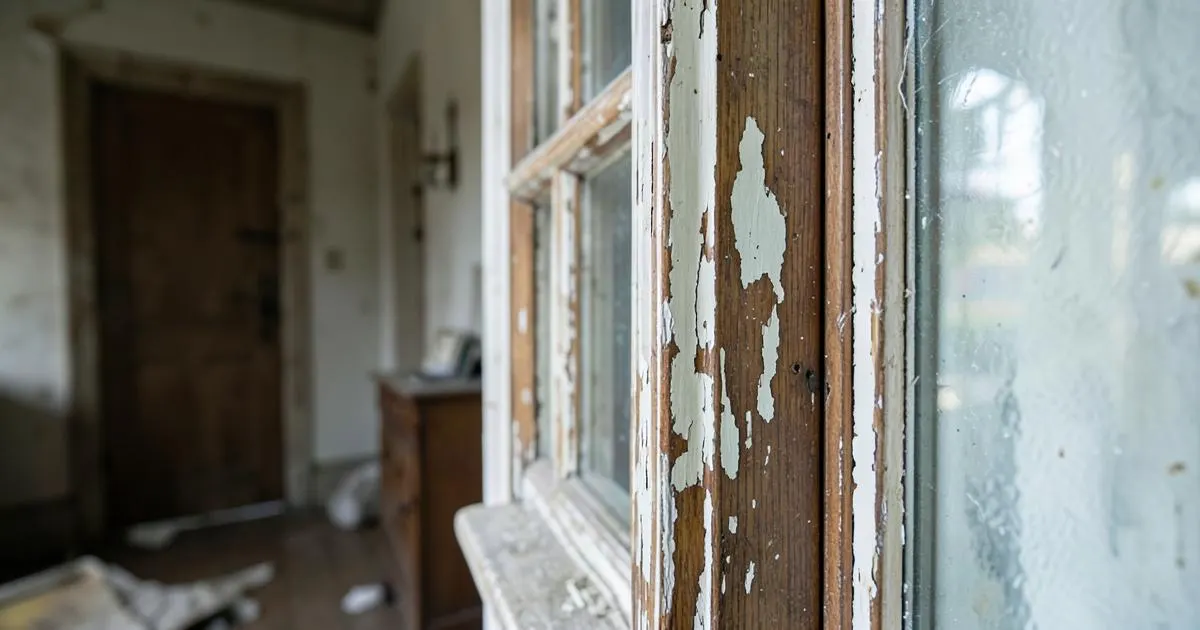 Peinture ancienne écaillée dans un logement à Aubagne